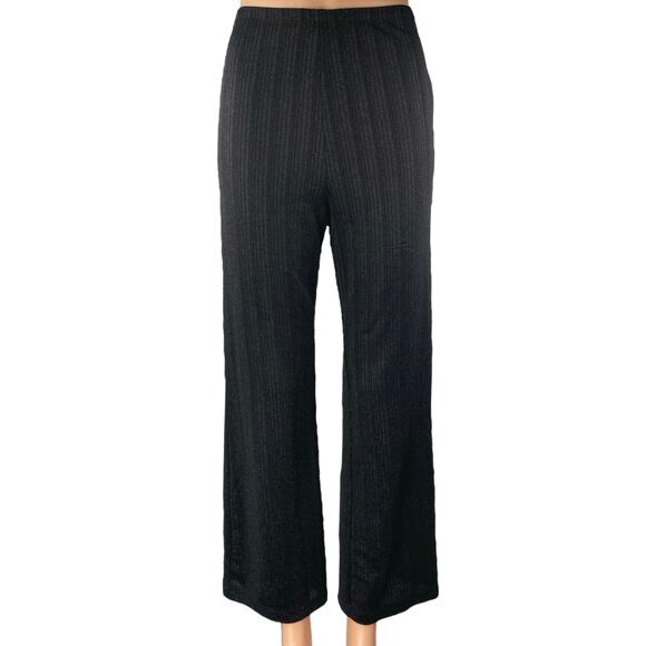 Reformation Pants - Reformation Women's Black Metallic Ribbed Knit Wide Leg Trousers Pants Size S